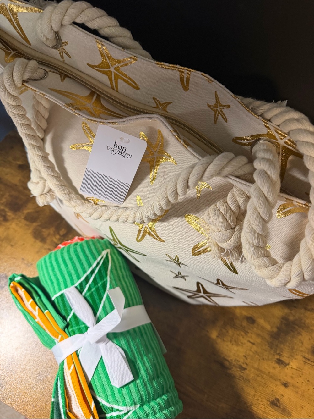Star Fish Canvas Tote & Floral Beach Towel. NEW - Picture 7 of 7